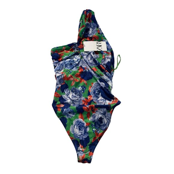 ZARA Floral Asymmetical Bodysuit Size Small NEW New with tags - Picture 4 of 7